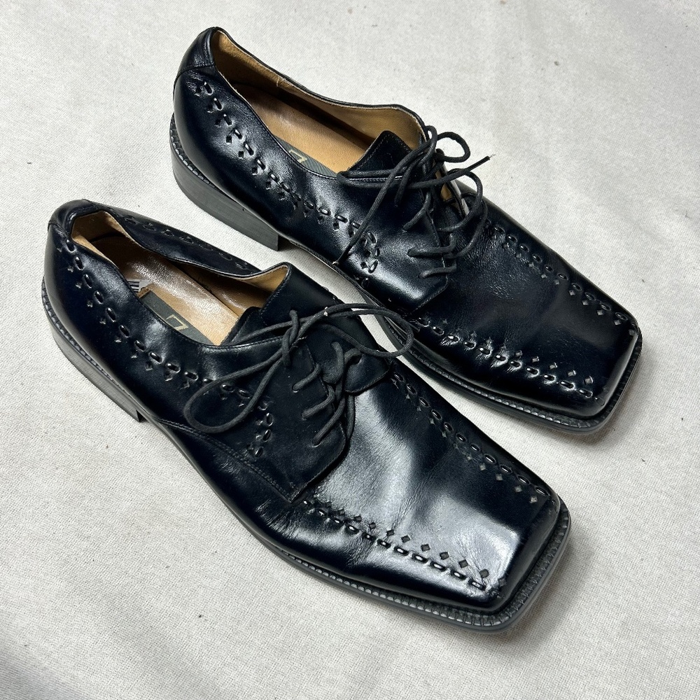 Zengara Men’s Size 11 Black Leather Dress Shoes A